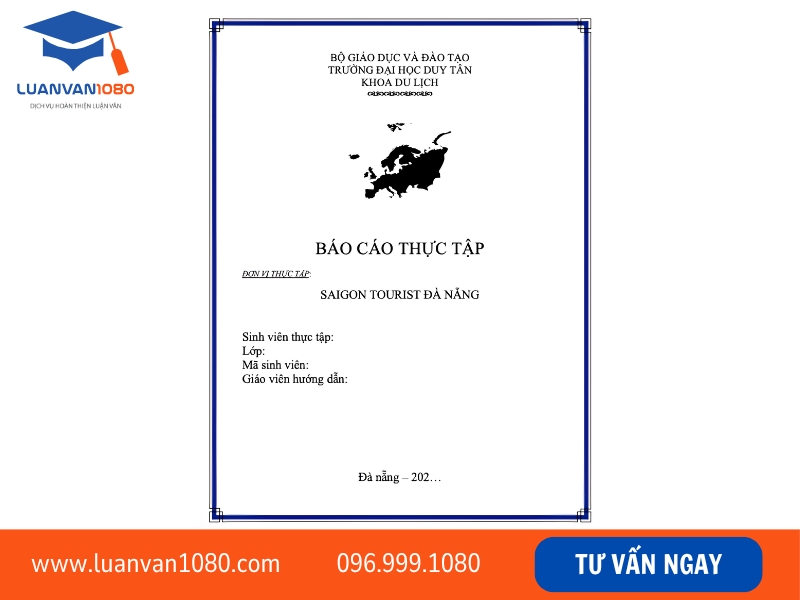 Mẫu bìa báo cáo thực tập ngành du lịch