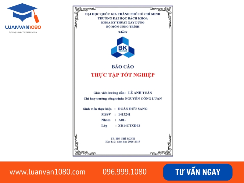 Mẫu bìa báo cáo thực tập ngành kỹ thuật xây dựng