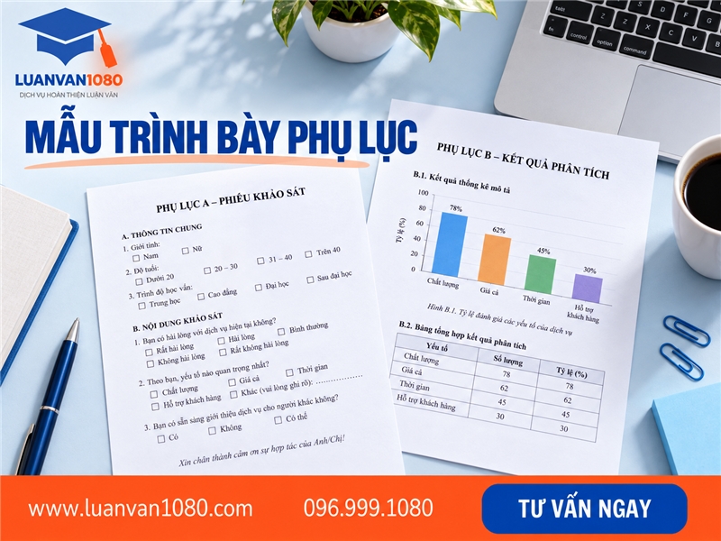 Mẫu trình bày phụ lục chuẩn