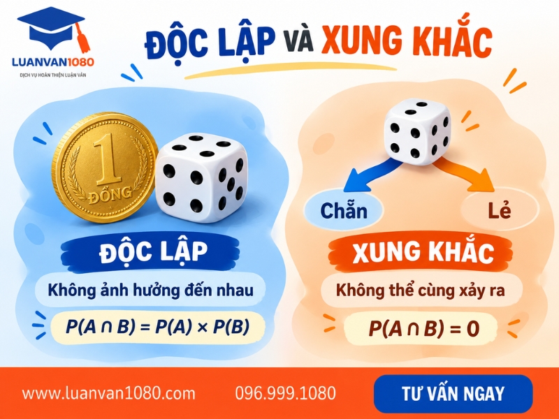Phân biệt biến cố độc lập và biến cố xung khắc