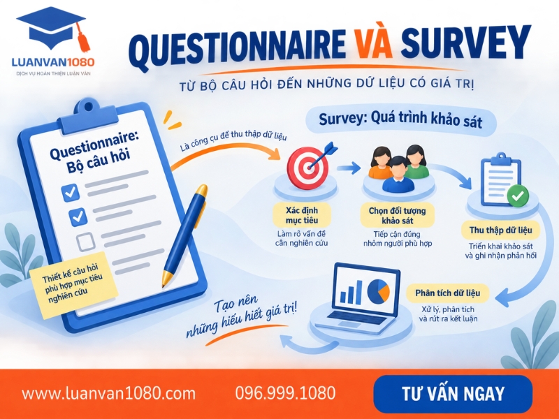 Phân biệt Questionnaire và Survey