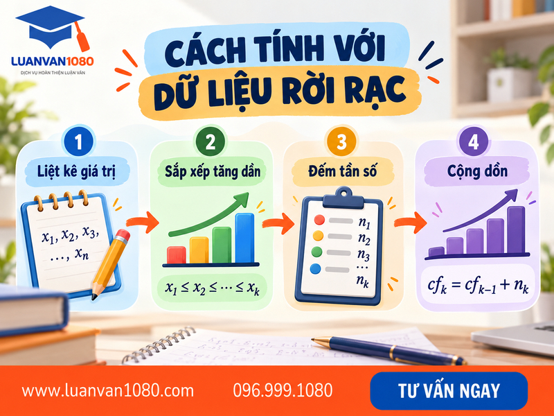 Cách tính tần số tích lũy cho dữ liệu rời rạc (không ghép nhóm)