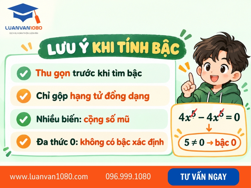 Một số lưu ý khi tính bậc của đa thức