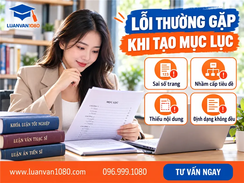 Những lỗi thường gặp khi tạo mục lục luận văn