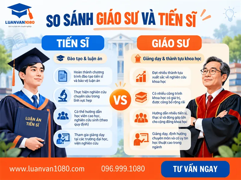 So sánh giáo sư hay tiến sĩ cao hơn về tiêu chuẩn, vai trò