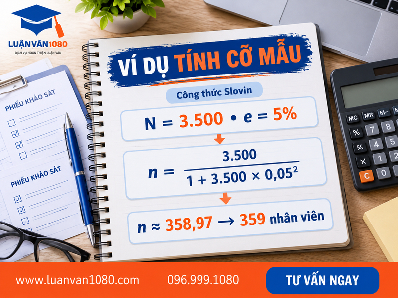 Ví dụ minh họa cách tính cỡ mẫu nghiên cứu, kèm lời giải